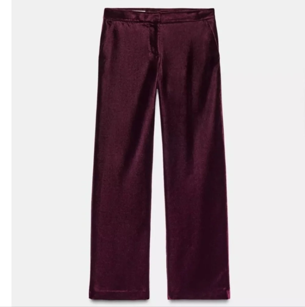 Zara Maroon Velvet Pants Size S